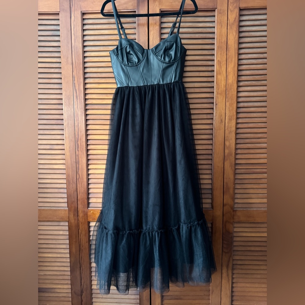 Hutch Essex Faux Leather Corset and Tulle Midi Dress size 6 NWT fully lined - Picture 3 of 6